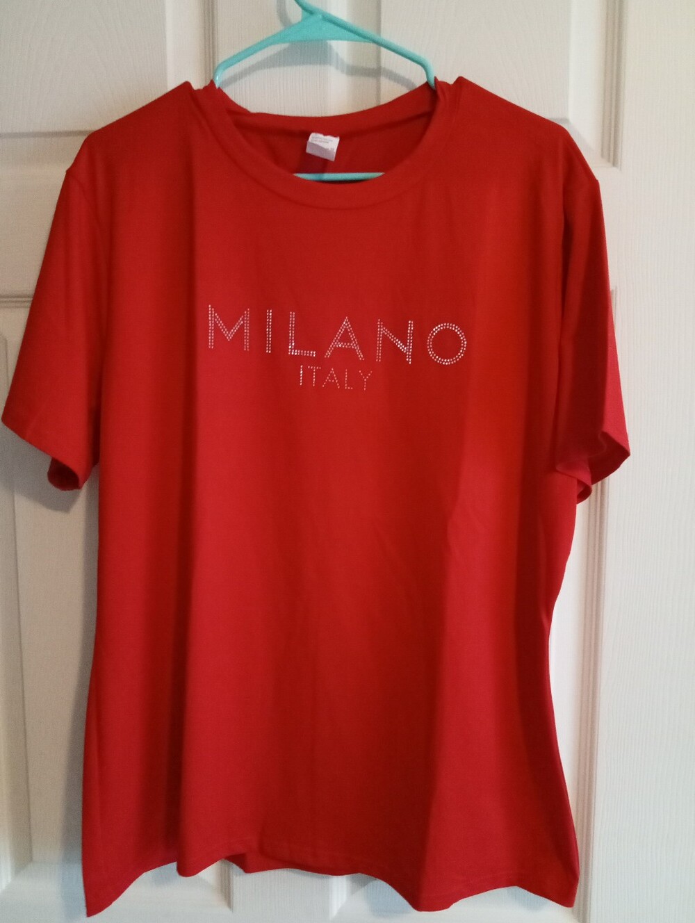 Milano Red Short Sleeve Tee with Studded Logo